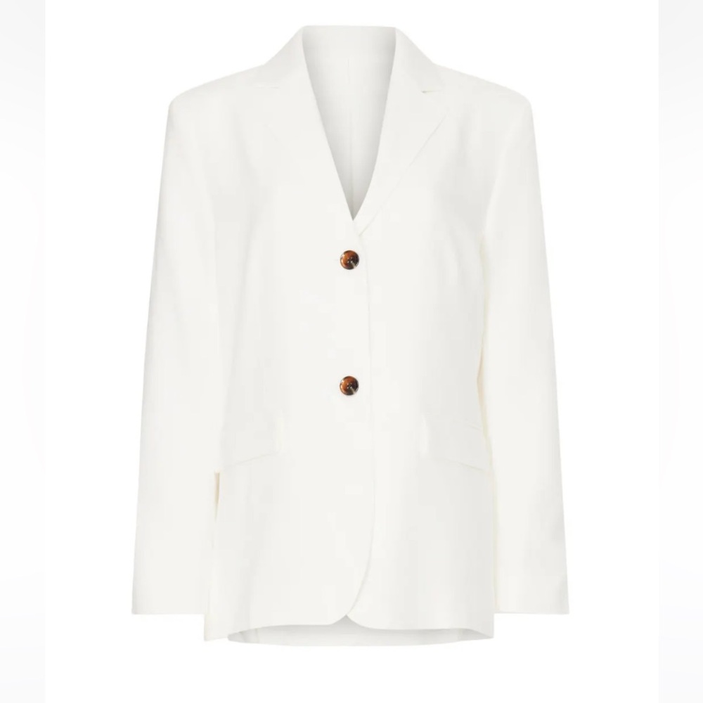 Samsoe Samsoe Luzy White Clear Cream Oversized Fromt Double Button Jacket